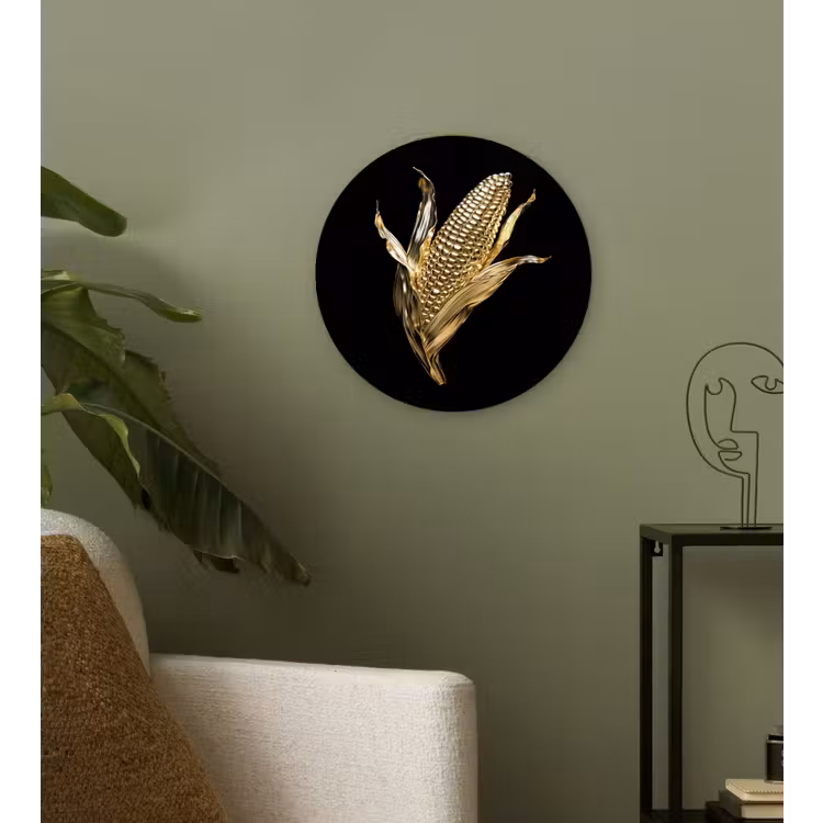 Mais - Eten - Goud - Zwart Wandcirkel plexiglas klein -sfeer3