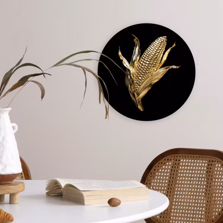 Mais - Eten - Goud - Zwart Wandcirkel plexiglas klein -sfeer4