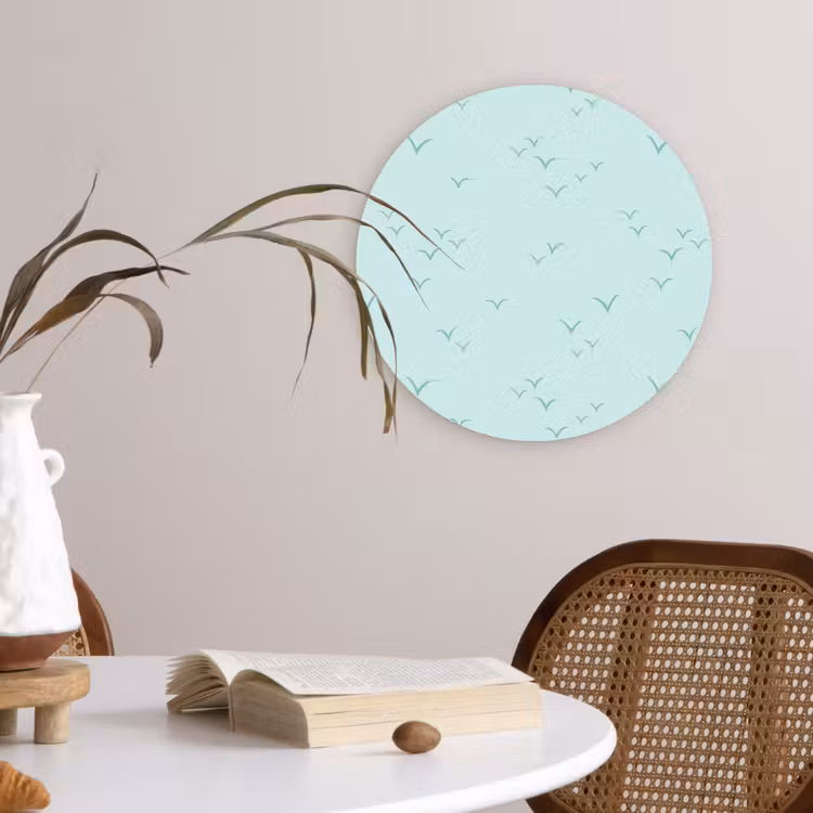 Meeuwen - Mint - Patroon Wandcirkel plexiglas klein 852 -sfeer4