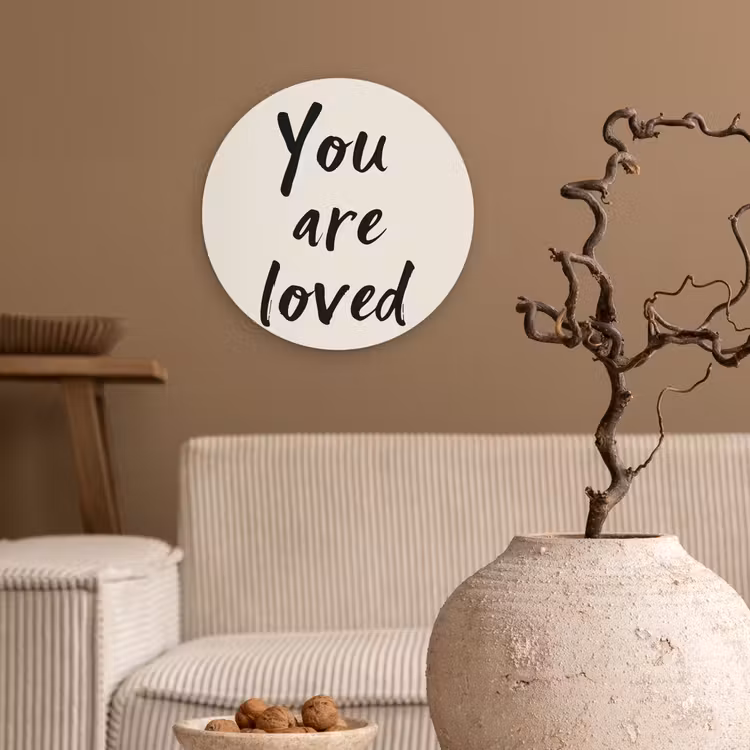 Minimalistisch - Beige - Love Wandcirkel plexiglas klein -sfeer1