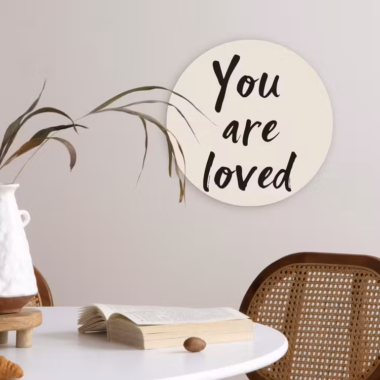 Minimalistisch - Beige - Love Wandcirkel plexiglas klein -sfeer4