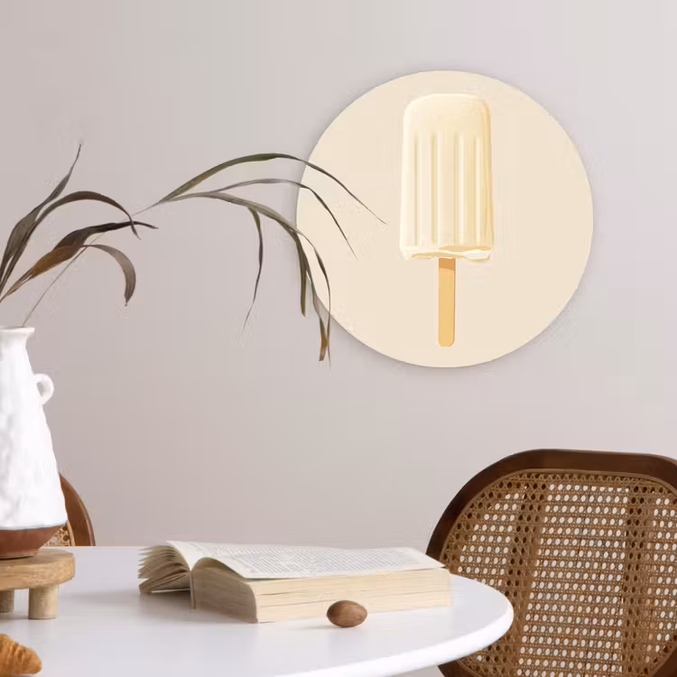 Minimalistisch - Waterijsje - Stokje - Beige Wandcirkel plexiglas klein -sfeer4