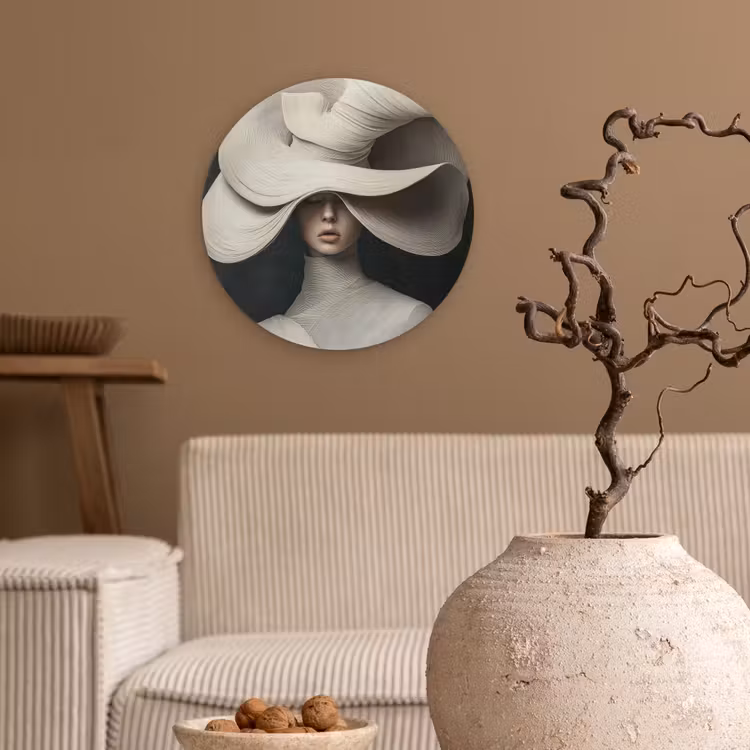 Modern - Vrouw - Hoed Wandcirkel plexiglas klein -sfeer1