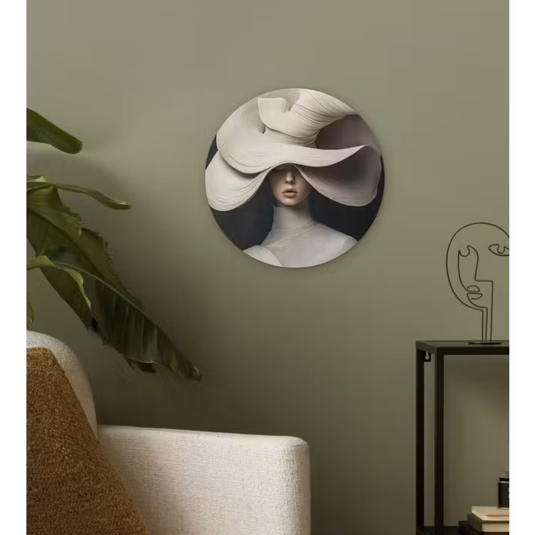 Modern - Vrouw - Hoed Wandcirkel plexiglas klein -sfeer3