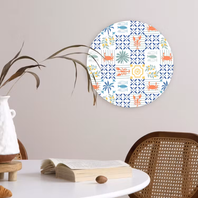 Zee - Sfeer - Mozaïek - Multi Wandcirkel plexiglas klein 852 -sfeer4