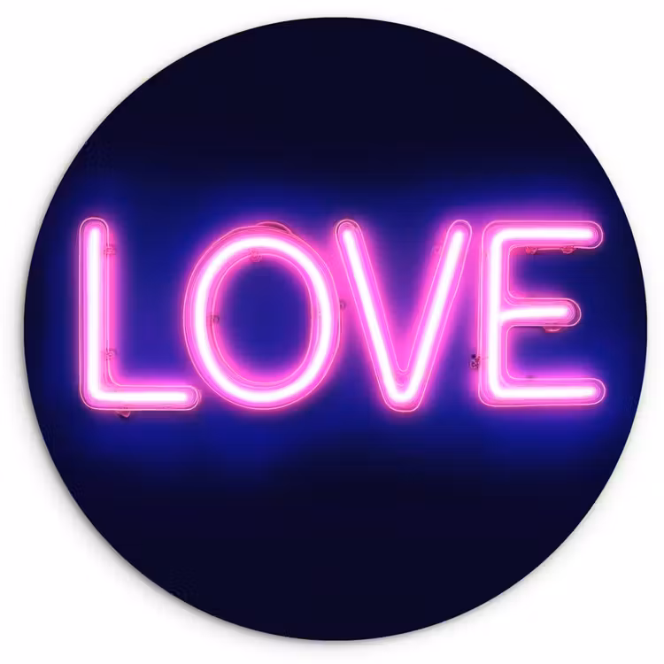 Neon - Love - Valentijn Wandcirkel plexiglas klein -3d