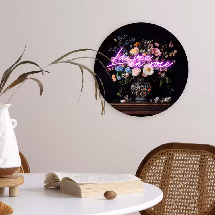 Neon - Vaas - Bloemen Wandcirkel plexiglas klein -sfeer4