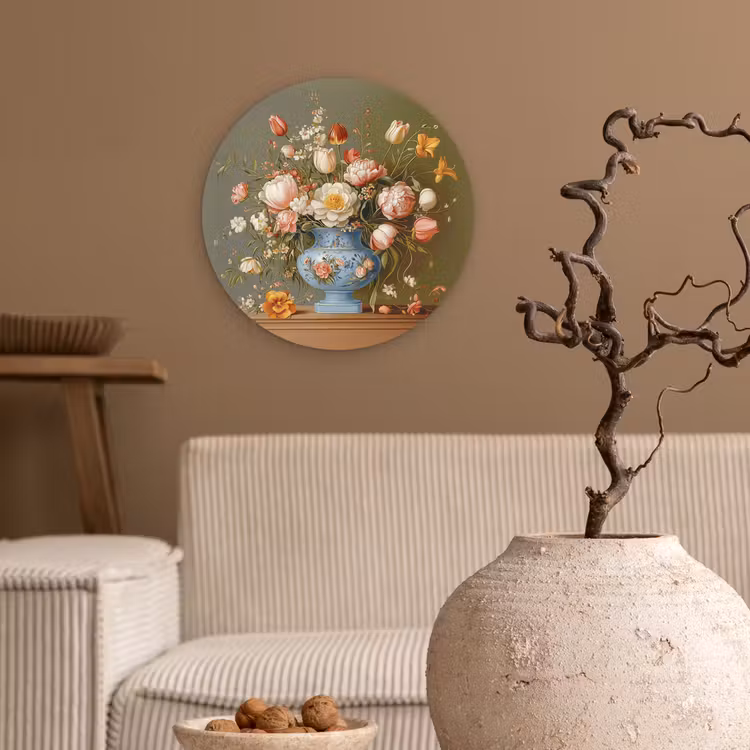 Neutral - Bloemen - Boeket - Vaas Wandcirkel plexiglas klein -sfeer1
