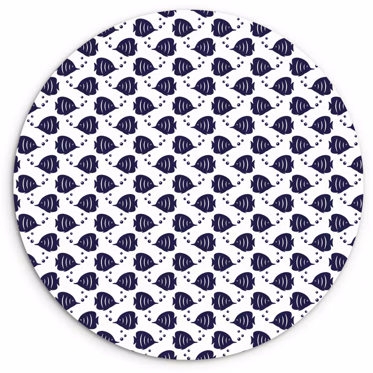 Oceaan - Vis - Blauw - Wit Wandcirkel plexiglas klein 852 -3d
