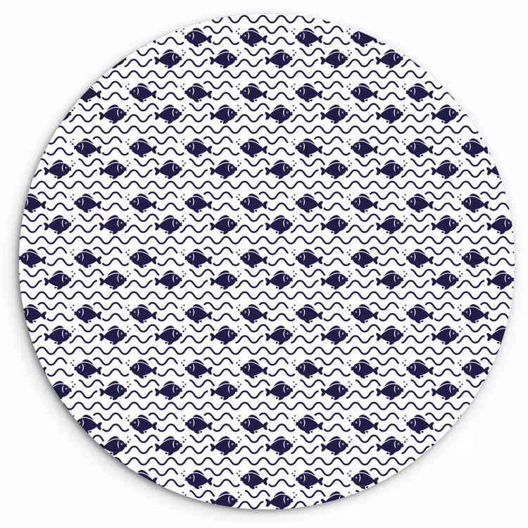 Oceaan - Visachtig - Blauw - Wit Wandcirkel plexiglas klein 852 -3d