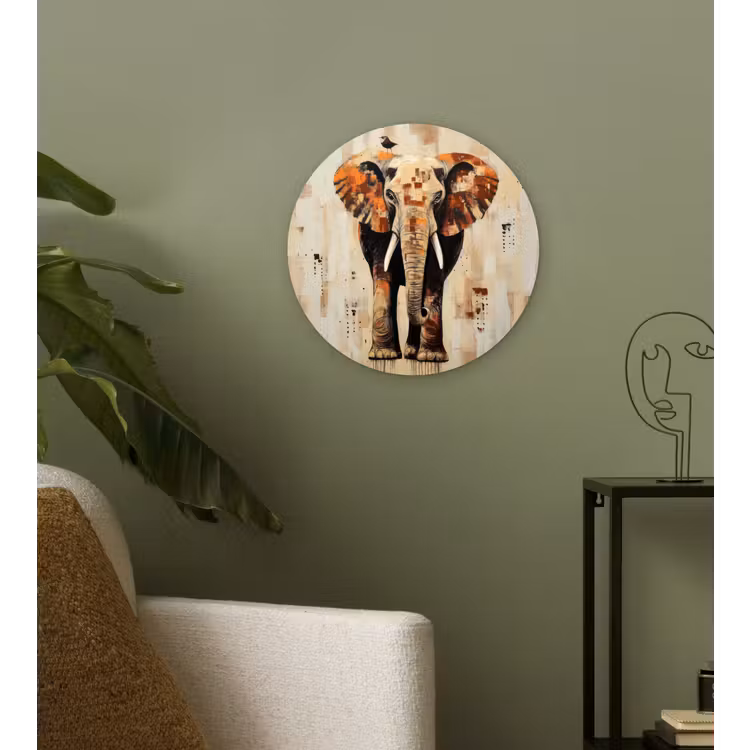Olifant - Slurf - Mozaïek - Abstract Wandcirkel plexiglas klein -sfeer3