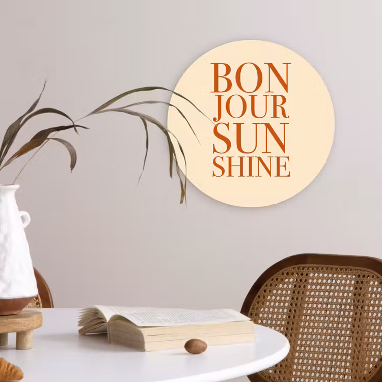 Oranje - Quote - Sun Wandcirkel plexiglas klein -sfeer4