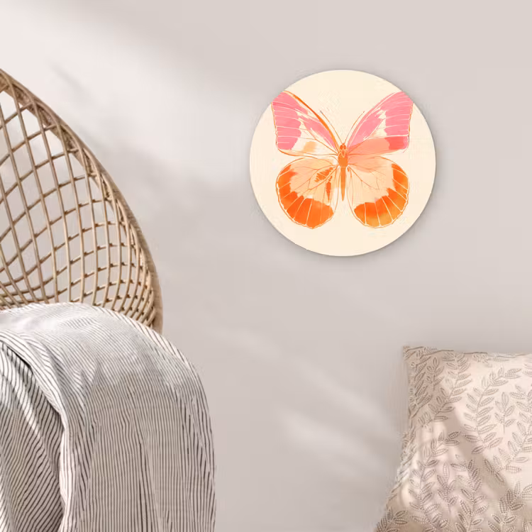 Oranje - Vlinder - Minimalistisch Wandcirkel plexiglas klein -sfeer5