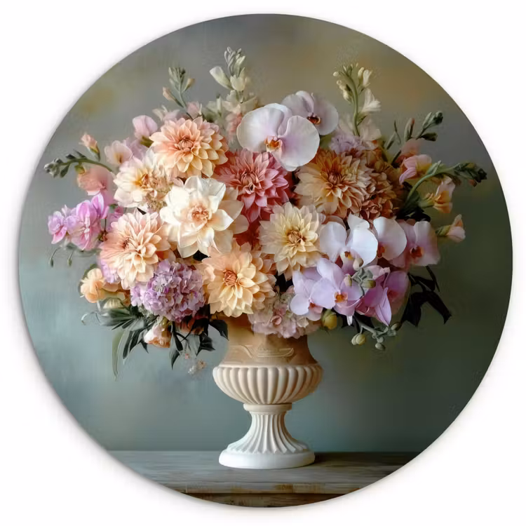 Orchidee - Boeket - Vaas - Bloemen Wandcirkel plexiglas klein -3d
