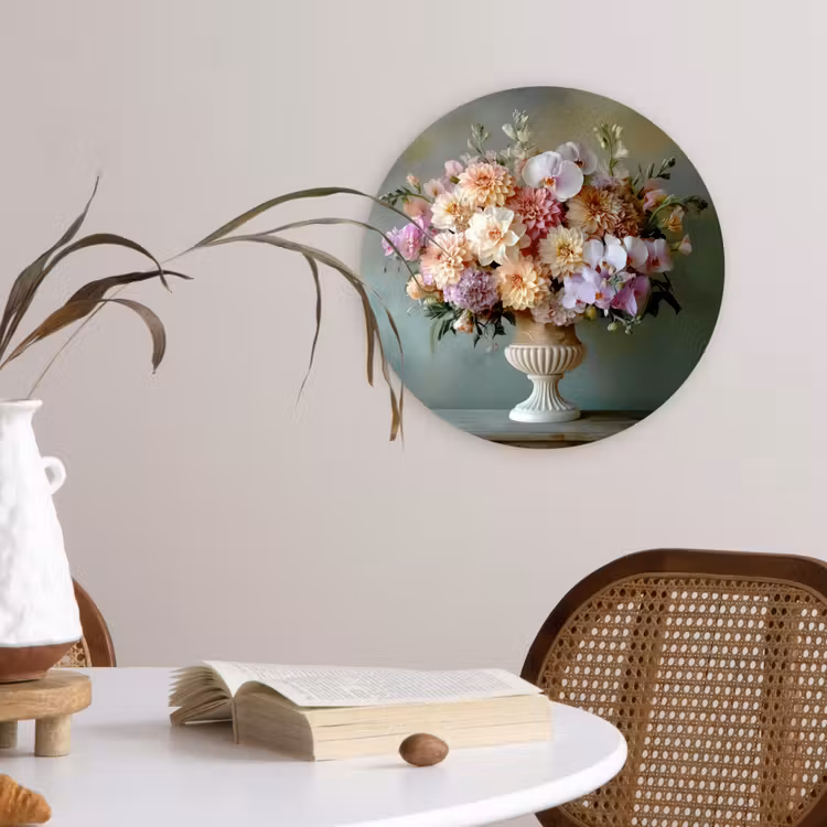 Orchidee - Boeket - Vaas - Bloemen Wandcirkel plexiglas klein -sfeer4