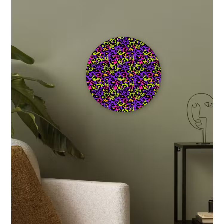 Paars - Neon - Dieren - Panter Wandcirkel plexiglas klein 852 -sfeer3
