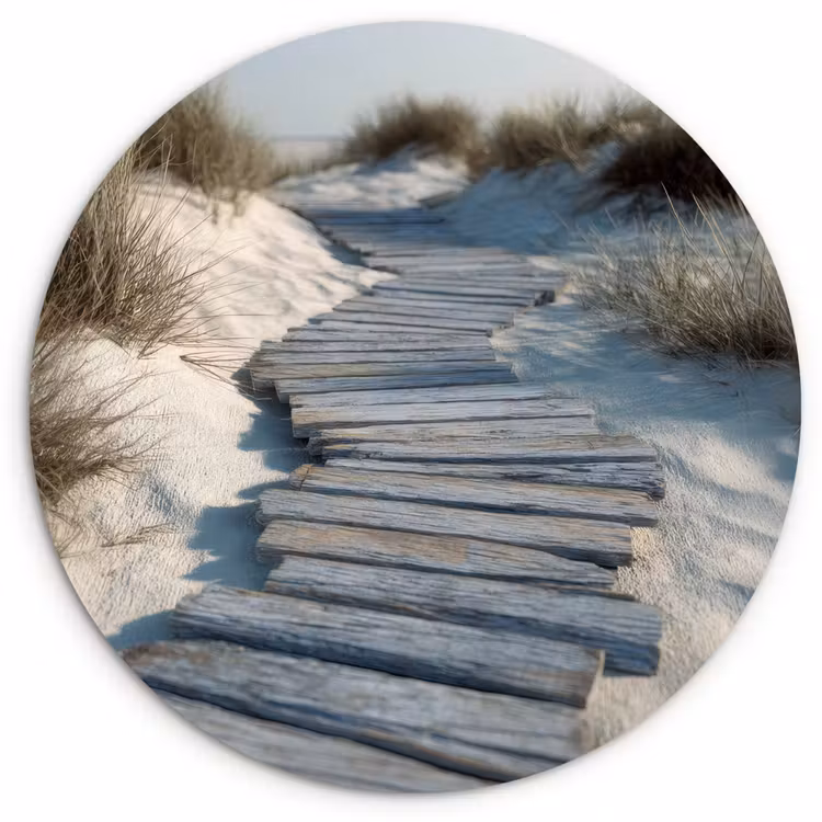 Pad - Planken - Duinen - Gras Wandcirkel plexiglas klein -3d