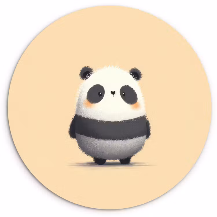 Panda - Beige - Minimalistisch Wandcirkel plexiglas klein -3d