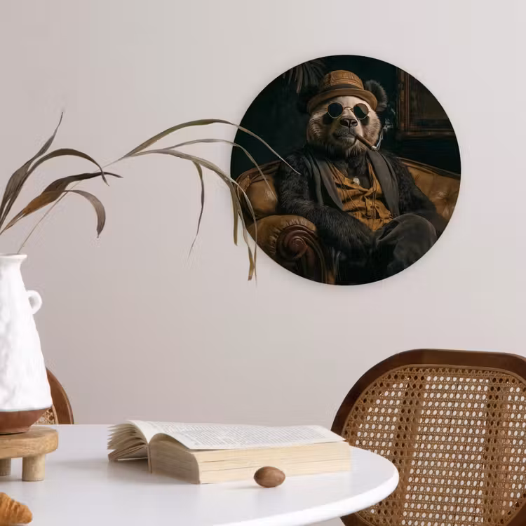 Panda - Hoed - Bril - Pak Wandcirkel plexiglas klein -sfeer4