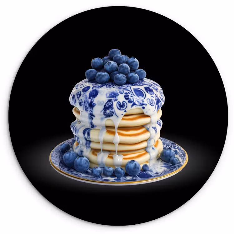 Pannenkoeken - Blauwe Bessen - Bord Wandcirkel plexiglas klein -3d