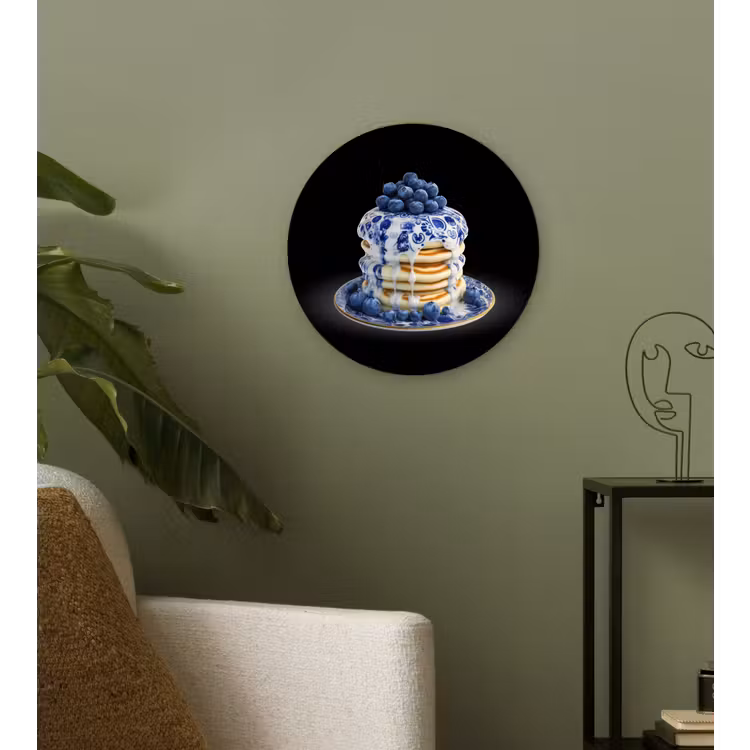 Pannenkoeken - Blauwe Bessen - Bord Wandcirkel plexiglas klein -sfeer3