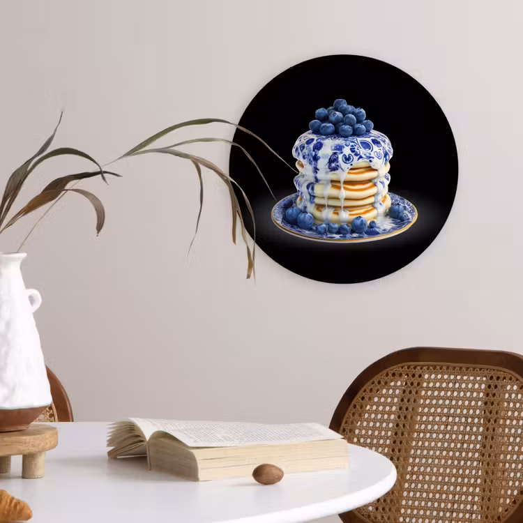 Pannenkoeken - Blauwe Bessen - Bord Wandcirkel plexiglas klein -sfeer4