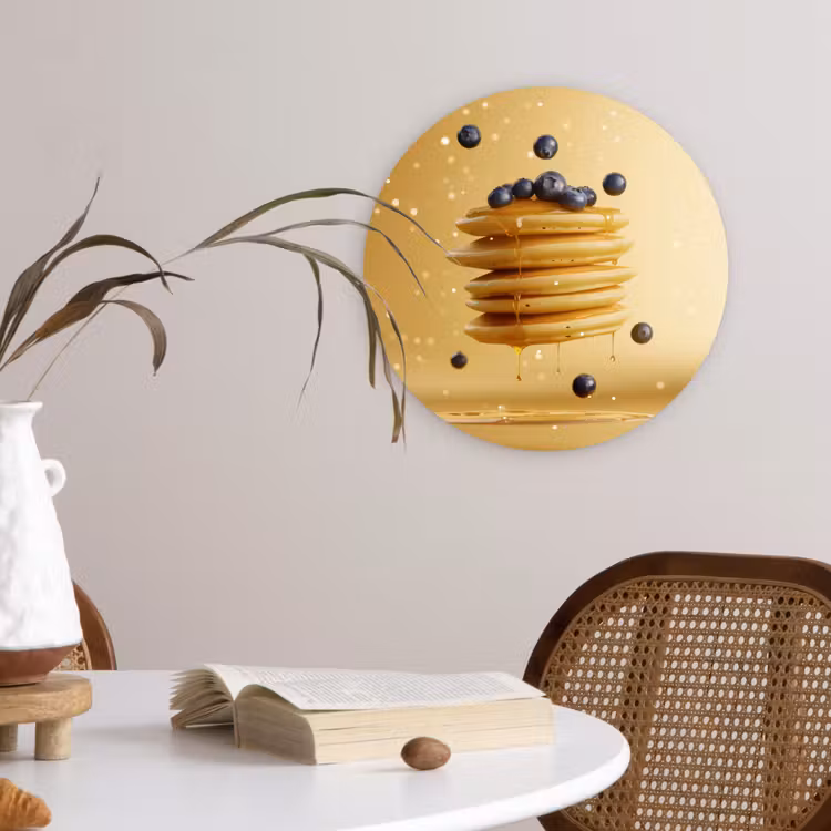 Pannenkoeken - Eten - Honing - Geel Wandcirkel plexiglas klein -sfeer4