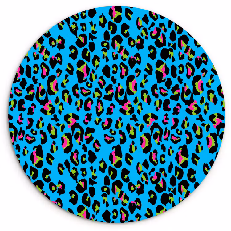 Panter - Blauw - Neon Wandcirkel plexiglas klein 852 -3d