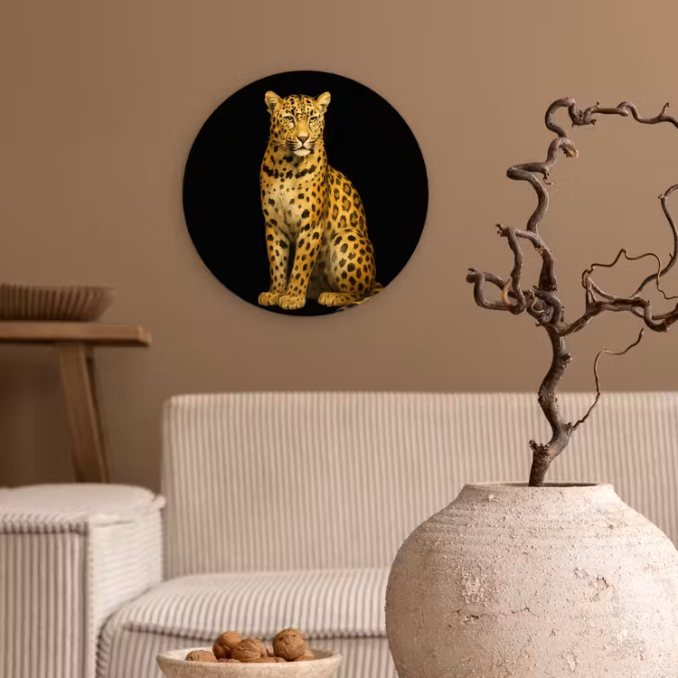 Panter - Realistisch - Bruin Wandcirkel plexiglas klein -sfeer1