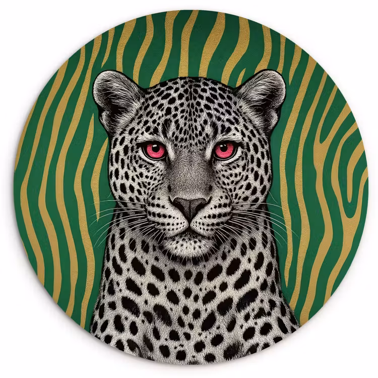 Panter - Zebrapatroon - Groen Wandcirkel plexiglas klein -3d