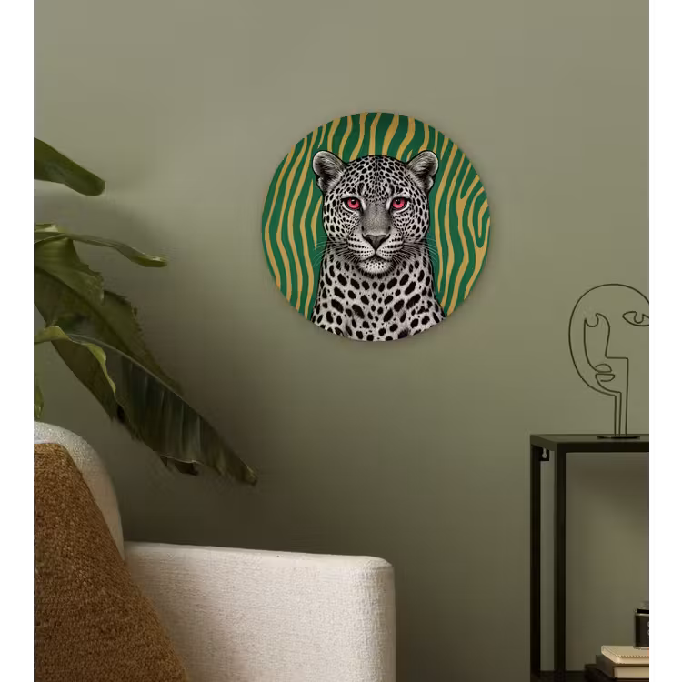Panter - Zebrapatroon - Groen Wandcirkel plexiglas klein -sfeer3