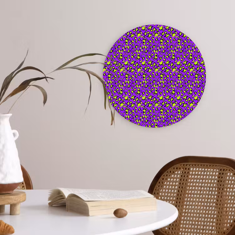 Panterprint - Paars - Groen - Neon Wandcirkel plexiglas klein 852 -sfeer4