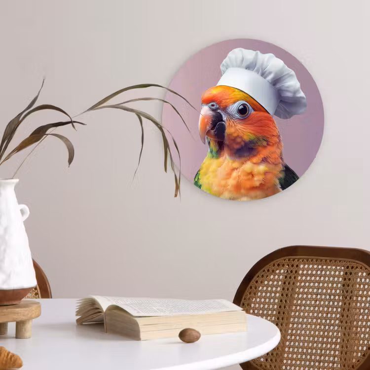 Papegaai - Koksmuts - Nieuwsgierig - Vogel Wandcirkel plexiglas klein -sfeer4