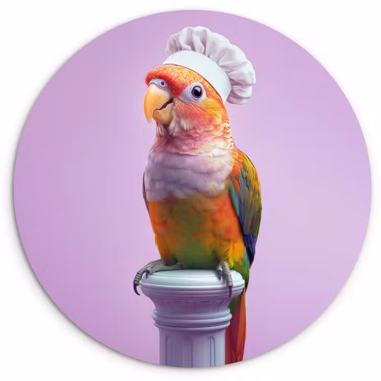Papegaai - Koksmuts - Pilaar - Vogel Wandcirkel plexiglas klein -3d