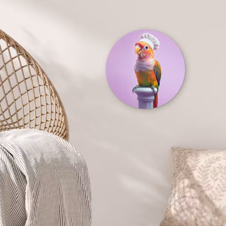 Papegaai - Koksmuts - Pilaar - Vogel Wandcirkel plexiglas klein -sfeer5