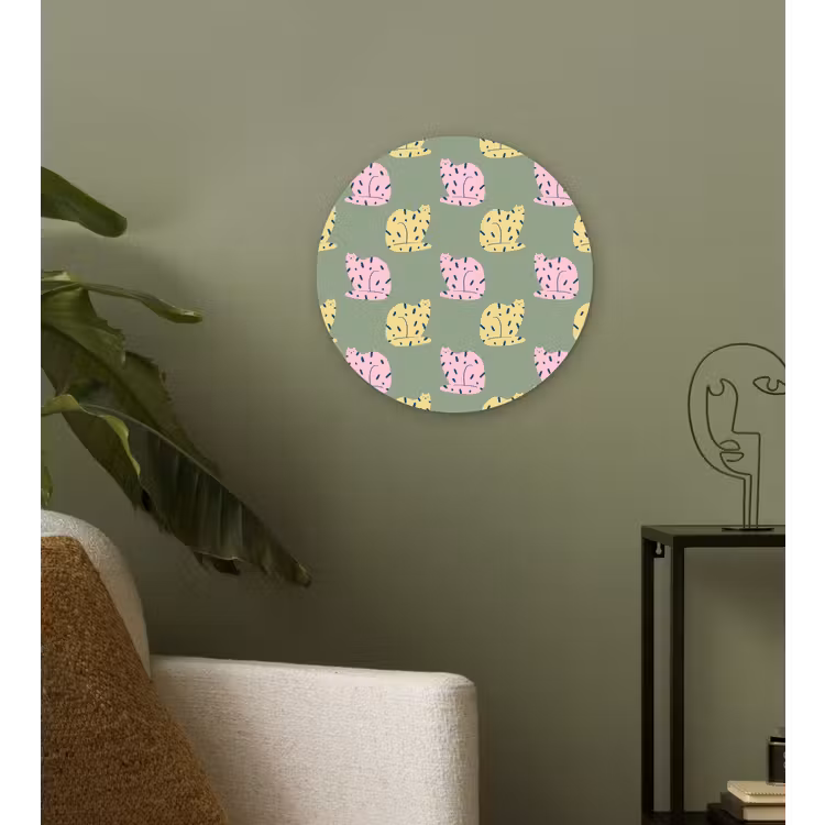 Pastel - Katten - Vlekjes - Groen Wandcirkel plexiglas klein 852 -sfeer3