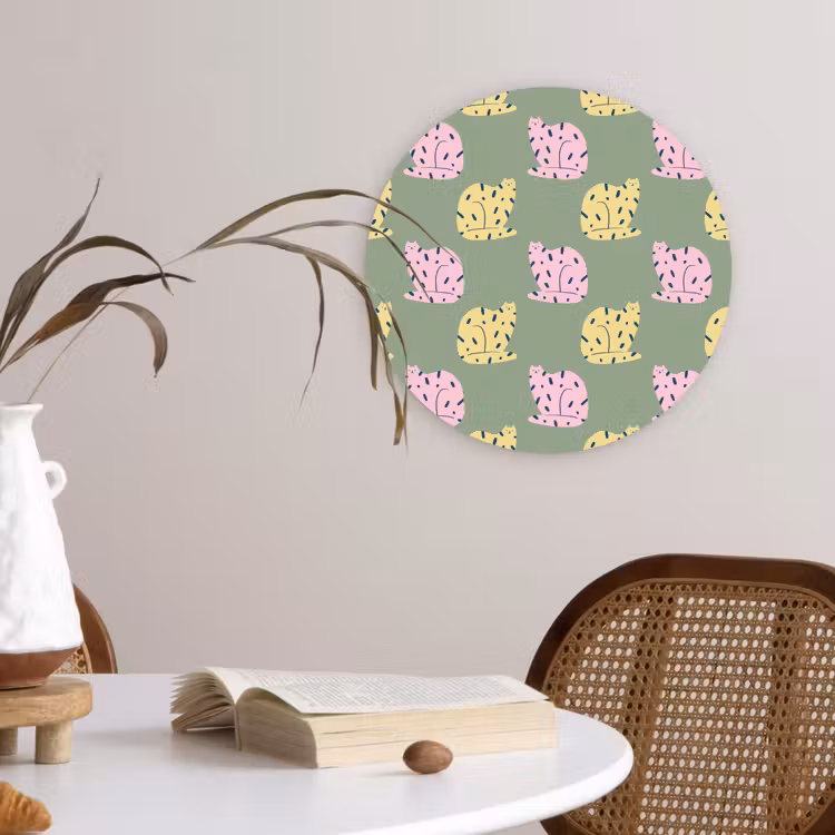 Pastel - Katten - Vlekjes - Groen Wandcirkel plexiglas klein 852 -sfeer4