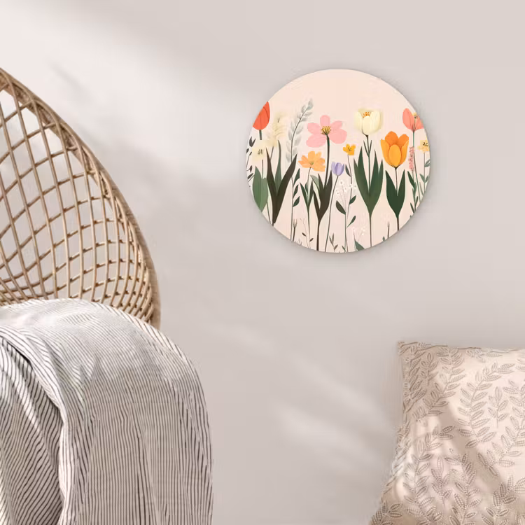 Pasteltinten - Bloemen - Illustratie Wandcirkel plexiglas klein -sfeer5