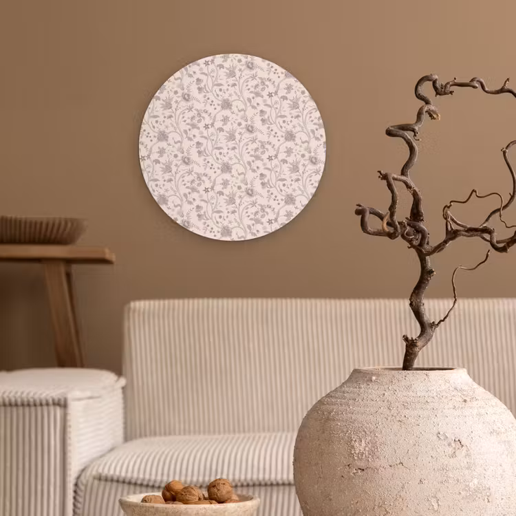 Indienne - Bloemen - Paars Wandcirkel plexiglas klein 852 -sfeer1