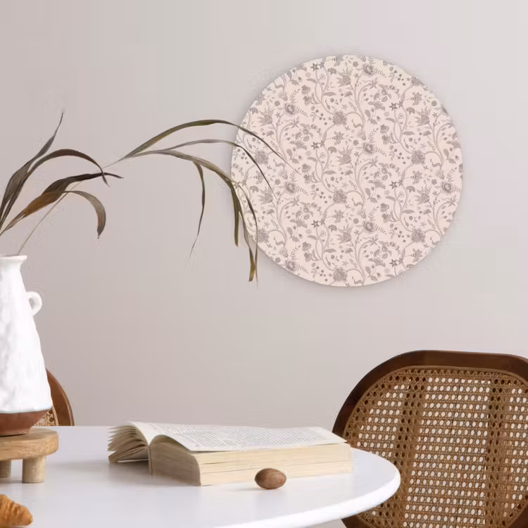 Indienne - Bloemen - Paars Wandcirkel plexiglas klein 852 -sfeer4