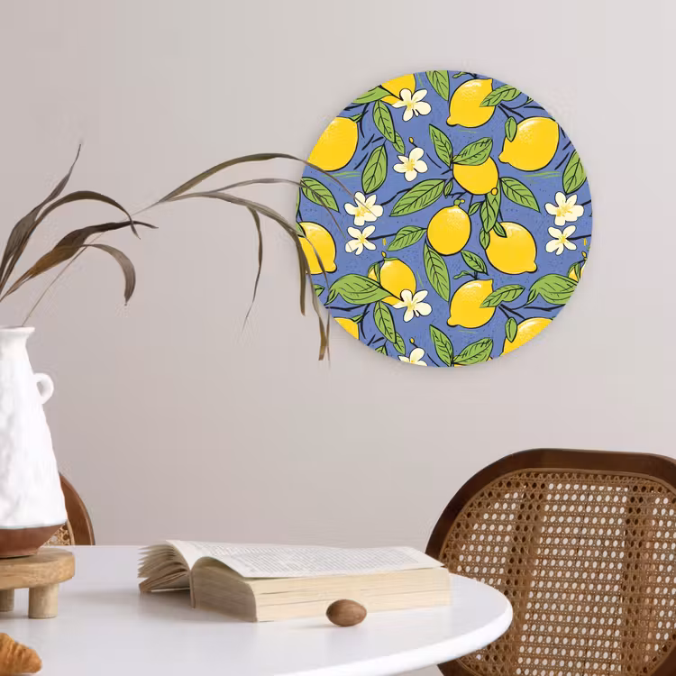 Patroon - Citroen - Illustratie Wandcirkel plexiglas klein 852 -sfeer4