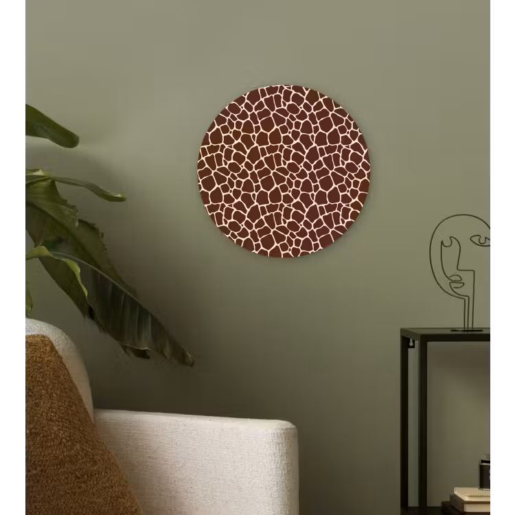 Patroon - Giraf - Bruin Wandcirkel plexiglas klein 852 -sfeer3