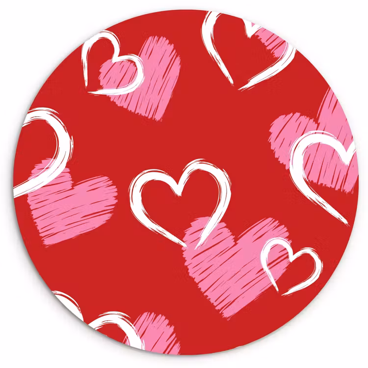 Patroon - Hartjes - Roze - Valentijn Wandcirkel plexiglas klein -3d