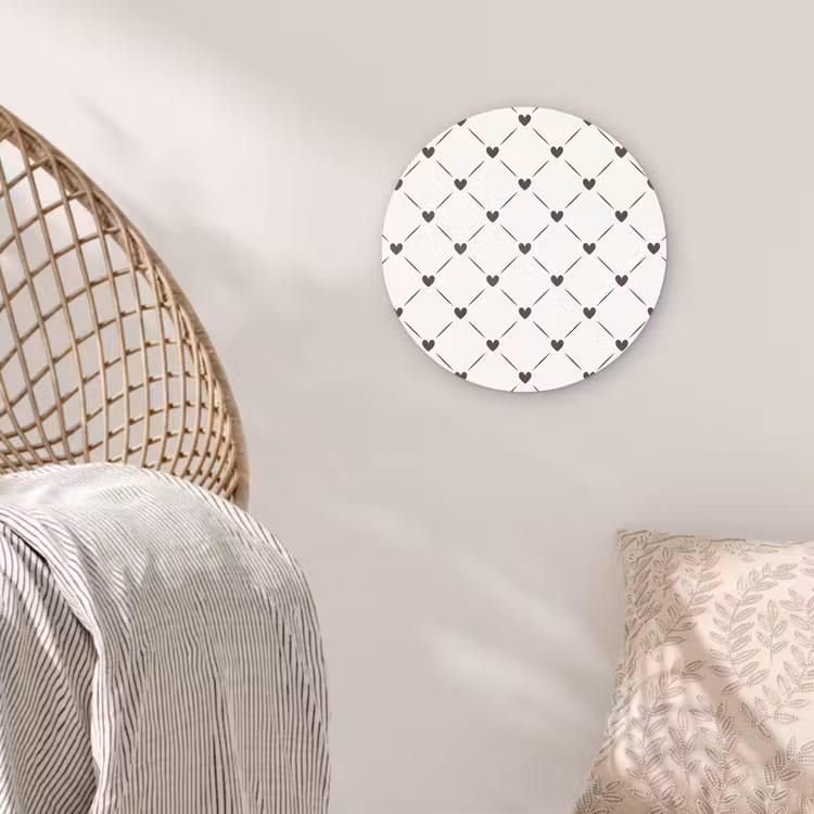 Patroon - Hartjes - Strepen - Ruiten Wandcirkel plexiglas klein 852 -sfeer5