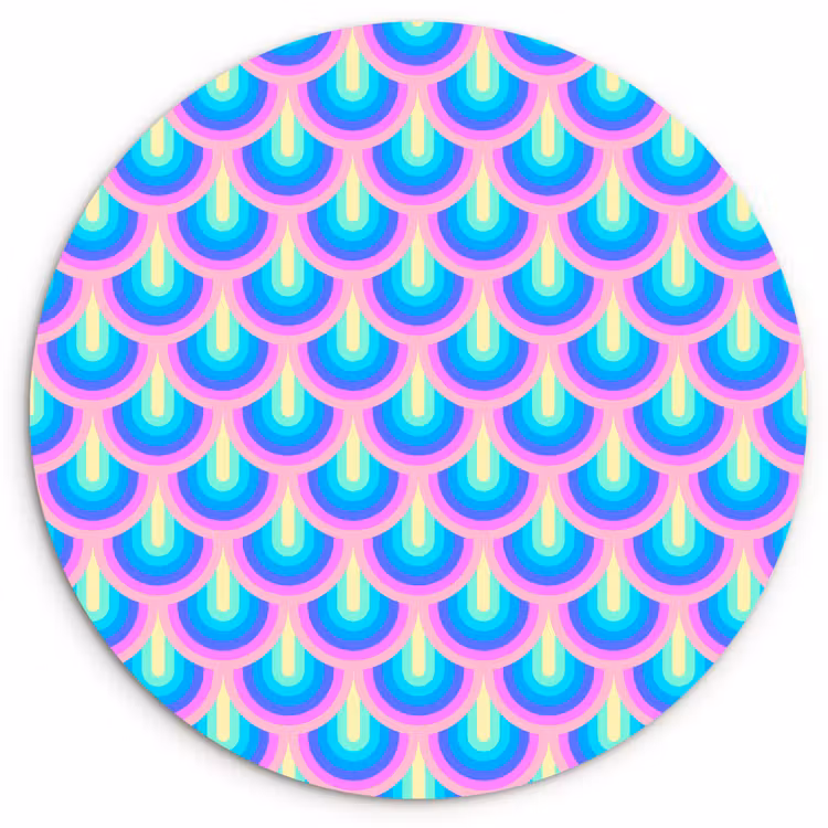 Patroon - Regenboogwaaier - Neon Wandcirkel plexiglas klein 852 -3d
