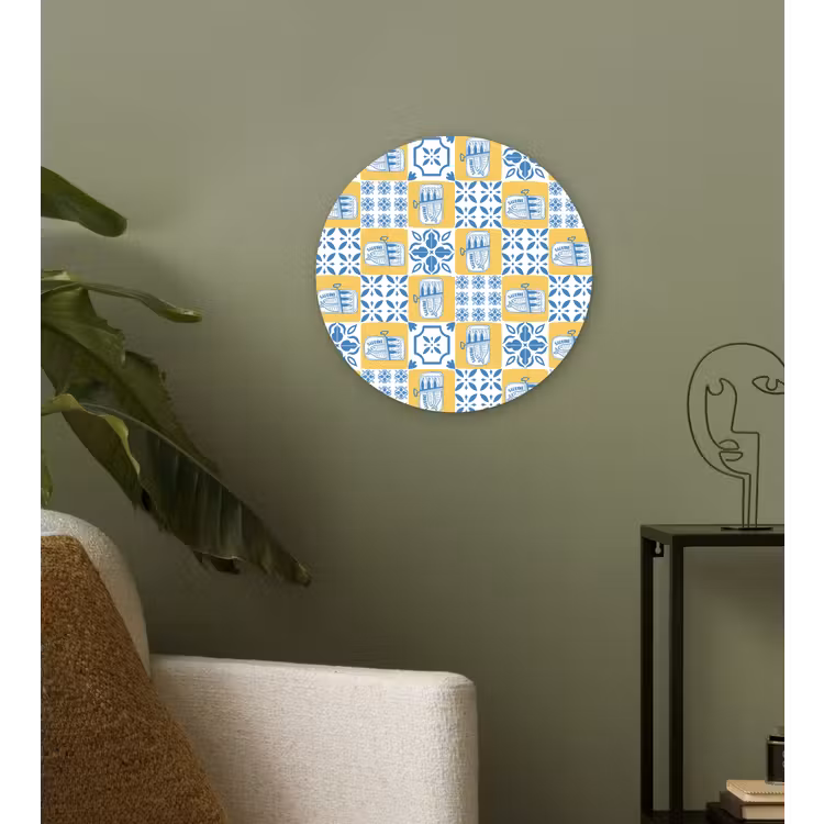Zee - Geel - Blauw - Wit Wandcirkel plexiglas klein 852 -sfeer3