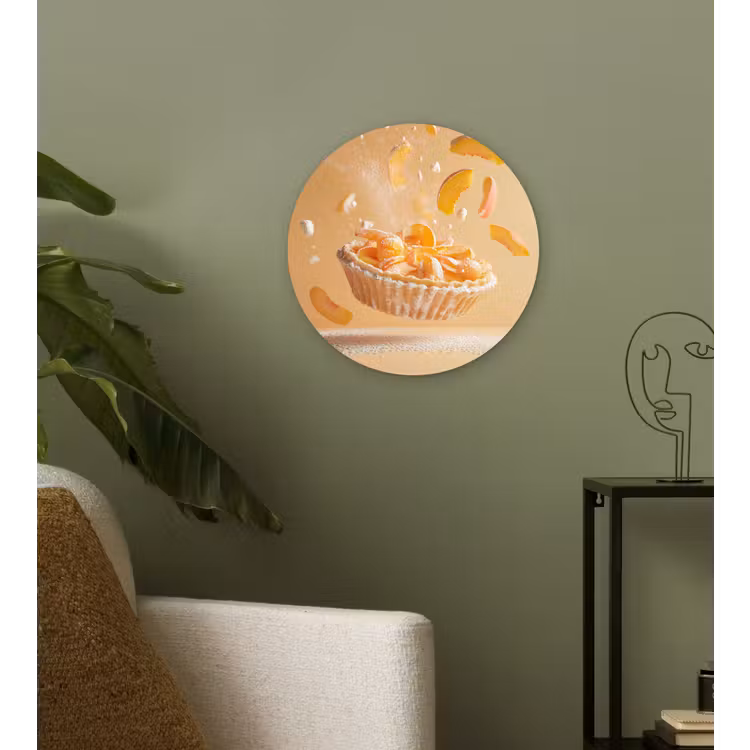Peach - Eten - Taart - Oranje Wandcirkel plexiglas klein -sfeer3