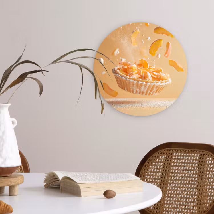 Peach - Eten - Taart - Oranje Wandcirkel plexiglas klein -sfeer4