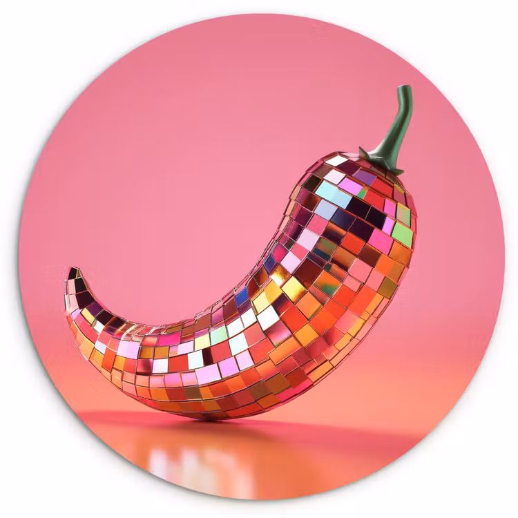 Peper - Disco - Rood - Glitter Wandcirkel plexiglas klein -3d
