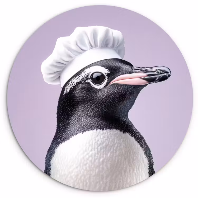 Pinguïn - Koksmuts - Lief - Paars Wandcirkel plexiglas klein -3d